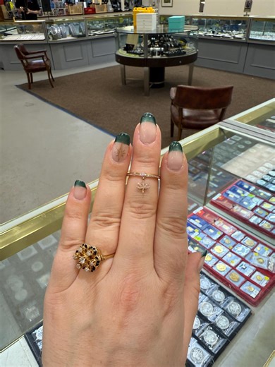 Cannabis Diamond Dangle Ring - Etsy