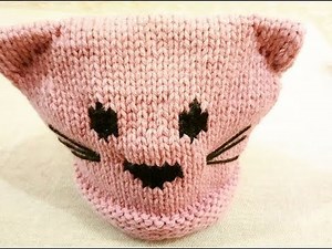 Knitted cat hat for children aged 1 to 6 years