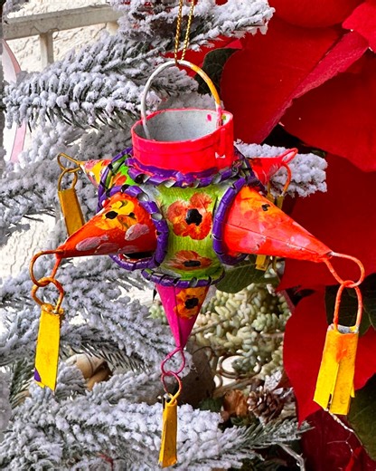 Tin Punched Mexican Piñatas (set of 2) Christmas Ornaments Hand Made and Hand Painted Colorful Mexican Art Christmas Decor - Etsy