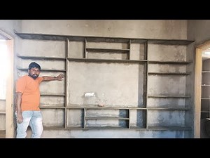2025 Latest Cement TV Shelf Wall Design | Modern Indoor Rack Work with Full Finishing