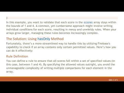 How to Set Minimum and Maximum Values for Array Elements in Firebase Rules