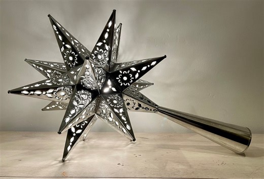 XXL Handmade Tin Punched Star Tree Topper: Silver Moravian Star - Etsy