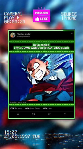 Deku copied Lffy's GOMU GOMU no jet GATLING punch #myheroacademia #deku #mhaedit #luffy #mha #anime