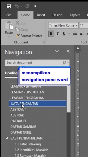 cara mudah menampilkan navigation pane atau panel navigasi #serunyamembaca #foryoupage #menampilkannavigationpane #menampilkannavigasipanel #tutorialwordpemula #tutorialword