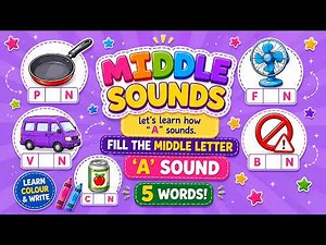Learn Short A Middle Sound | CVC Missing Letter Worksheet | Colour and Write | DOWNLOAD FREE PDF