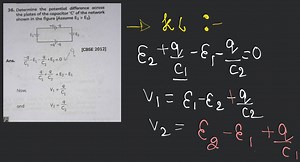 Determine the potential difference across the plates of the cap... | Filo