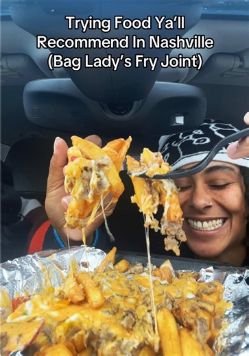 These fries were WILD. Crispy, loaded, and way better than we expected. Bag Lady’s Fry Joint might be one of the best fry spots in Nashville right now. 🔥 #bagladys #nashvillefoodies #foodietiktok #nashvillefood #nashvilleeats #wlw #coupleswhoeattogether #nashvillefoodreviews #loadedfries