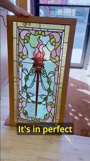 Stunning Victorian Antique Stained Glass Window (Oak)
