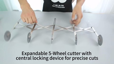 5 Wheel Pastry Cutter, Stainless Steel Pizza Slicer, Expandable Dough Cutter, Multi-Round Pastry Knife, Baking Cutter Roller Cookie Ravioli Cutter Wheel Divider