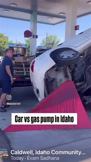 Car vs gas pump in Caldwell