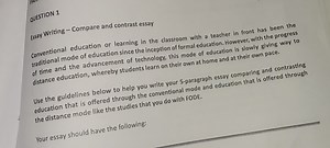 Compare and Contrast Essay: Conventional Education vs Distance ... | Filo