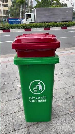 Thùng rác nhựa 120lit màu đỏ xanh #thungracnhua120l