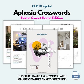 Aphasia Crosswords Pack: Home Sweet Home Edition. Aphasia Activities for Adults