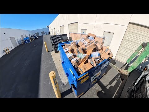 Waste Management front load commercial recycling truck