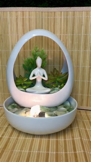 Tranquility Tabletop Fountain Zen Lady Meditating Arch Garden LIVE Succulents #908 - Etsy