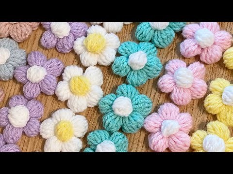 【Crochet】 Puff Flower Tutorial 【Beginner Friendly】