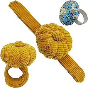 Wrist Pin Cushion Pincushions Needlework DIY Handcraft Needles Holder for Sewing and Quilting Pop Snap Ring with 1 Elastic Strap Finger Ring Pincushions Pumpkin Shaped