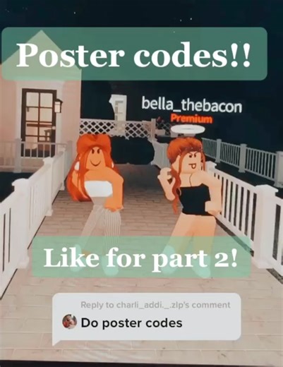 Poster codes! 🌊🌊 ##TikTokArtists #codes #roblox #bloxburg #tricks