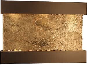 Reflection Creek Water Feature with Blackened Copper Trim and Square Edges (Natural Green Slate)