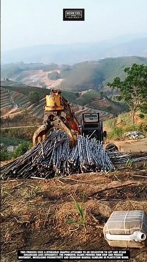 Lifting sugarcane logs using Work tool hydraulic grapple