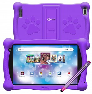 Contixo Kids Tablet, 7'' Tablet for Kids with 50 Free Disney Stoires, 32GB, Parental Controls, 2.4GHz, Android Tablet for Ages 3–7, WiFi, Silicone Case & Stylus, Summer Holiday Gift, Purple