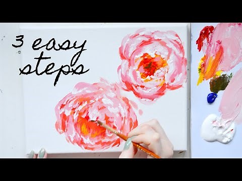 How to Paint a Peony in Acrylics 🌸3 Easy Steps [Acrylic Painting Techniques]