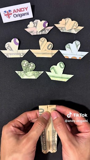 Dollar bill origami boat of love #andyorigami #origami #moneyorigami #giftidea #trending2026