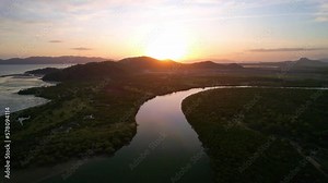 Cinematic 4K aerial footage of Bohle River near Bushland Beach Townsville Queensland Australia