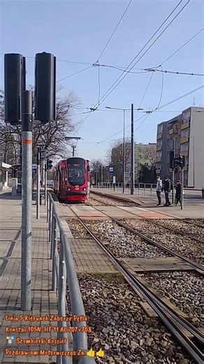Linia 5 Kierunek Zaborze Pętla Konstal 105N-HF 11 AC 707 708 🚏 Szombierki Kościół Pozdrawiam Motorniczego Za 👍👍 #tramwaj #linia5#tramwajeśląskie #piekność❤️