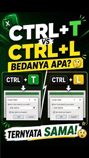 CTRL+T dan CTRL+L Ternyata Fungsinya Sama di Excel! 🤯 #tutorialexcel #excel #belajarexcel #tutorial