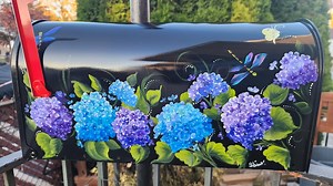 LARGE Custom Mailbox W Hand Painted Blue and Purple Hydrangea Custom Colors Available. Mailboxes Make a Great Gift, Personalized It! - Etsy