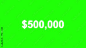 Counting money animation. One million dollars green screen animation. Million on green background. 1000000 dollars animation.