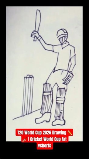 T20 World Cup 2026 Drawing ✏️🏏 | Cricket World Cup Art #shorts