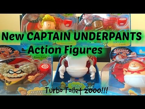 Captain Underpants Action Figure Toys!!! TALKING Turbo Toilet 2000 & 4 Figures Review Toys R Us!