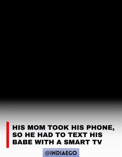 India ego on Instagram: "A funny video that’s going viral shows a teenage boy finding an unusual solution after his mom temporarily took away his phone. Instead of waiting, he decided to use the family’s smart TV to stay connected with his girlfriend. In the clip, he can be seen carefully navigating the TV browser and typing messages using the remote control, selecting each letter one by one on the large screen. The process is slow and slightly challenging, but his determination makes it enterta