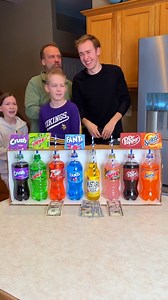 "Rainbow Soda Guessing Game - with a Twist 😂 My dad, brother, and sister play funny diy taste test game with different soft drinks like Fanta, mountain dew, Dr Pepper, Crush and a bunch more sodas. Fun challenge and perfect party activity for your kids and family." 🎬 This video was produced by Network Media and Benson Bros | Your Turn Games