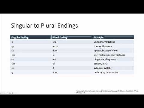 Open Campus Medical Terminology Module 4 - Plurals