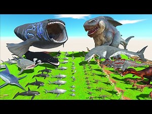 Aquatics Revolt Battle with Bloop + Megalodon + Whale VS Team Megalodon Rex + King Shark + Dinosaurs