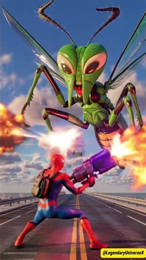 SPIDER-MAN VS GIANT MANTIS MONSTER - Epic Ocean Rescue! 🕷️🦗 #shorts #spiderman #mantis #brawlstars