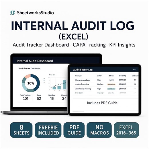 Internal Audit Log Excel Template | Audit Tracker Dashboard | CAPA Tracker | Quality Management Spreadsheet - Etsy