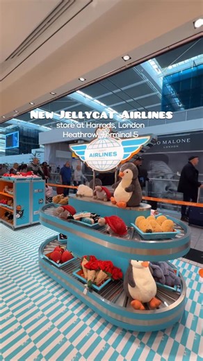 Kseniia • Travel • London on Instagram: "New Jellycat Airlines store now open at Harrods, London Heathrow, Terminal 5 ✨ @jellycat Jellycat and Harrods have just opened the perfect spot to pick up gifts while travelling. I loved the cute design and the variety of Jellies 🧸 (featuring festive characters, the Valentine’s Day collection, bag charms, bags, and more!) A must-visit! ✈️✨ 📍 Harrods, London Heathrow, Terminal 5 @jellyfriends ad #Jellycat #JellycatLondon #HeathrowTerminal5 #HeathrowAirpo
