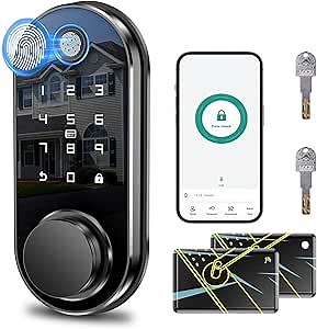 Keyless Entry Smart Door Lock - Fingerprint Code Deadbolt for Front Door Electronic Keypad Locks -App Control,Auto Lock,Easy to Install
