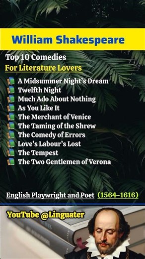 Top 10 Comedies by William Shakespeare - Shakespearean Comedies #shorts #shakespeare #comedies #info