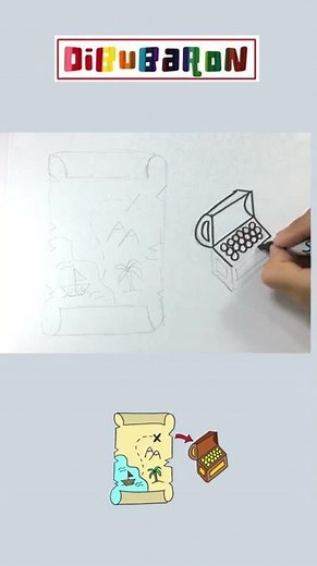 How to draw a treasure map step by step | Easy drawing | Quick draw