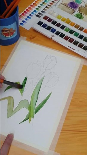 Watercolor Tulips Painting Tutorial | Easy Floral Art for Beginners #art #watercoloring