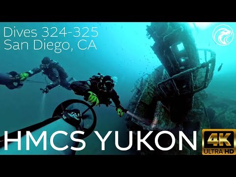 SCUBA DPV Wreck Diving the HMCS Yukon - San Diego, CA, 2024 - 4k