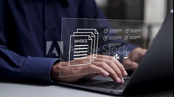 E-Invoice concept, payment tracking, and billing automation. Digital invoice document approval system with checklist for efficient financial management.