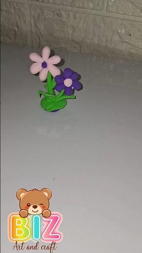 Flower Clay Art 🌸💜 | Easy Air Dry Clay Craft | Cute Mini Flower Pot Idea for Beginners
