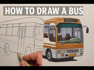 How to Draw a Bus – Step by Step Sketch to Color Realistic Bus Drawing Tutorial