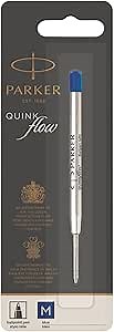 PARKER QUINKflow Ballpoint Pen Ink Refill, Medium Tip, Blue, 1 Count